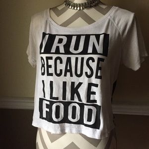 🍁“I run because I like food” mesh cropped workout